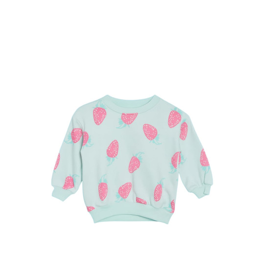 Babygirls Strawberry Printed Blue Sweatshirt