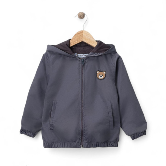 Teddy Bear Hooded Coat with Zipper for Boys