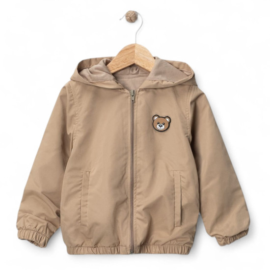 Teddy Bear Hooded Coat with Zipper for Boys