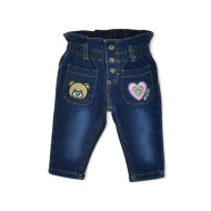 Bear Printed Jeans With High Waist for Baby Girls