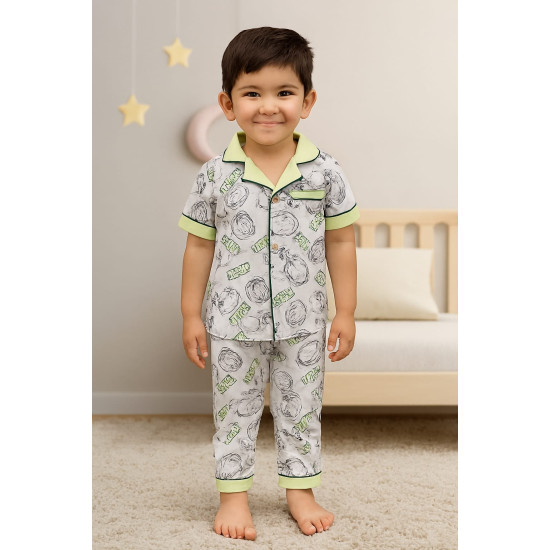 Short Sleeve Pajama Set with Long Pants