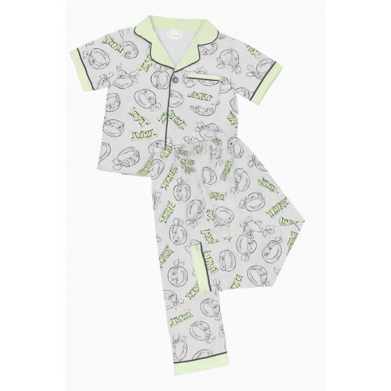 Short Sleeve Pajama Set with Long Pants